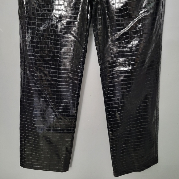 Rotate Birger Christensen Black Croc Embossed Straight Leg Rotie Pants NWT - Picture 7 of 14
